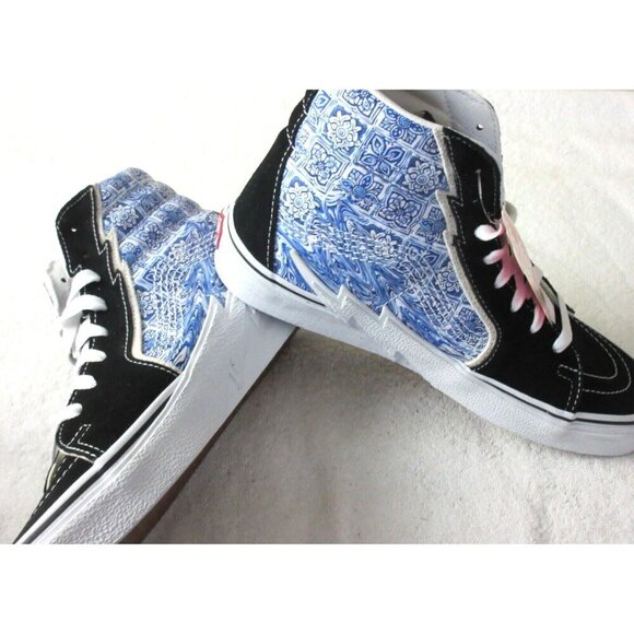 Vans Sk8-Hi Bolt Liquify Black Blue White Canvas Suede Skate shoes Sizes NIB